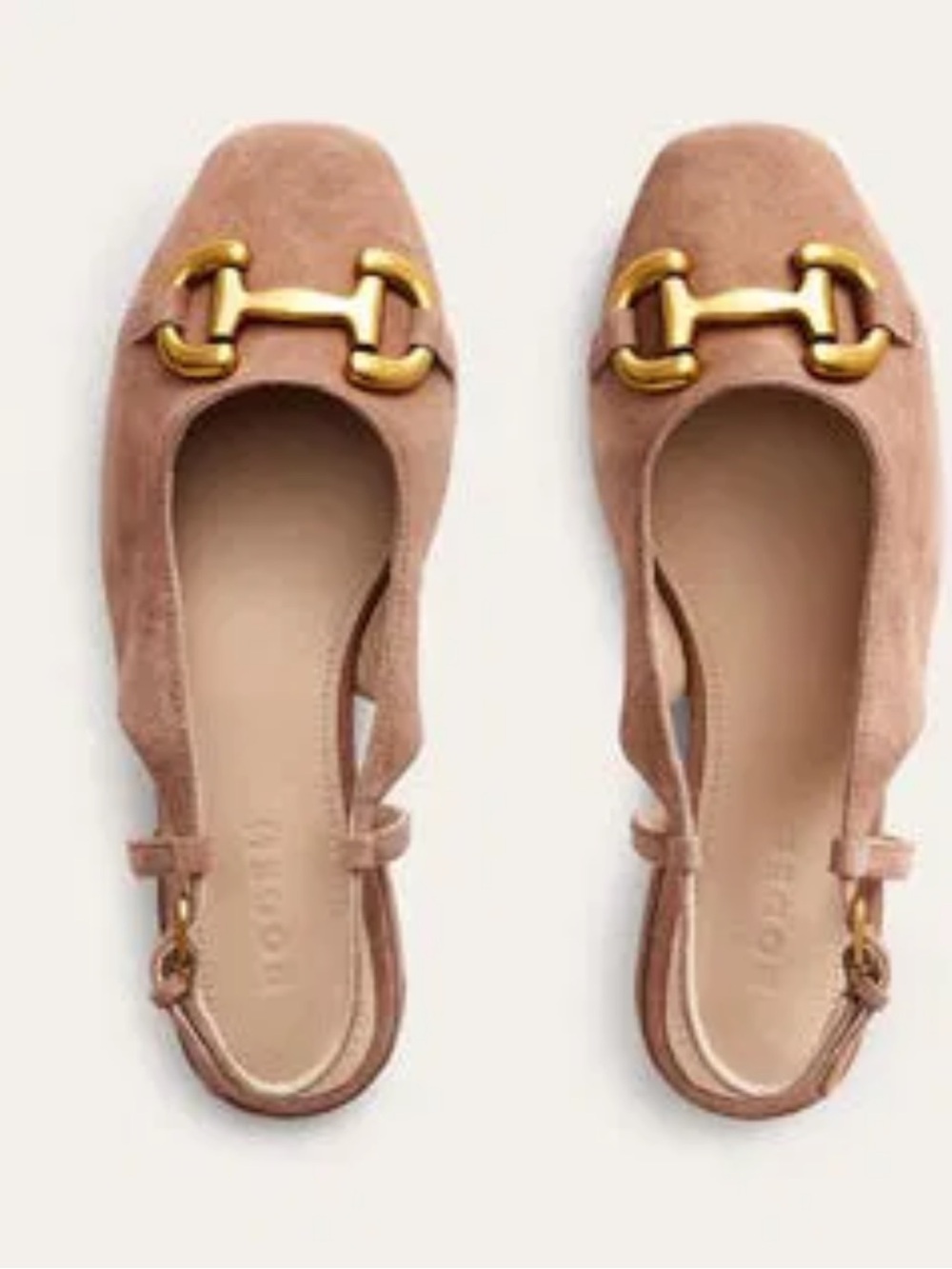 Women's Boden Iris Snaffle Slingback Flats with Gold Bit Accent